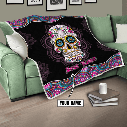 Customize Name Surgar Skull Quilt