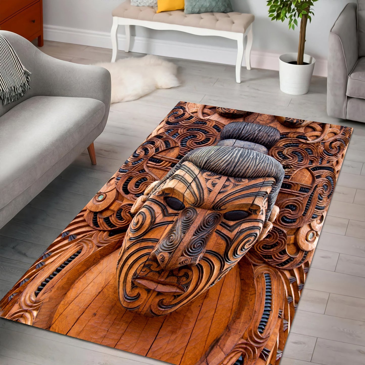 Carved Maori Wood Rug No 2 TNA17072102
