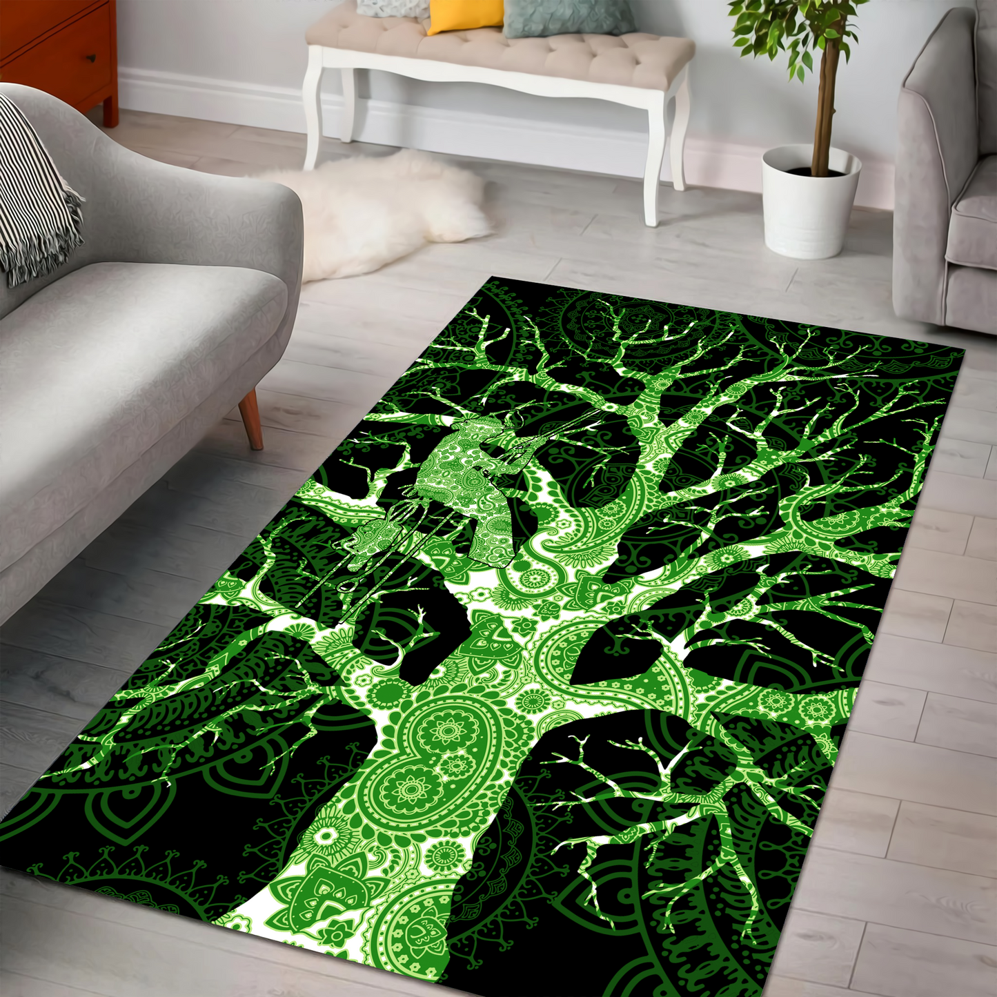 Premium All Over Printed Neon Arborist Logger Lumberjack Rug MEI