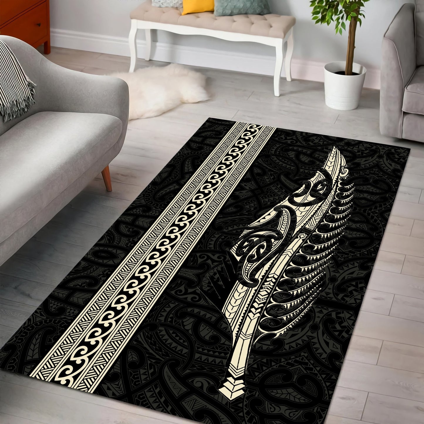 Maori Silver Fern Gold Rug AM15072104