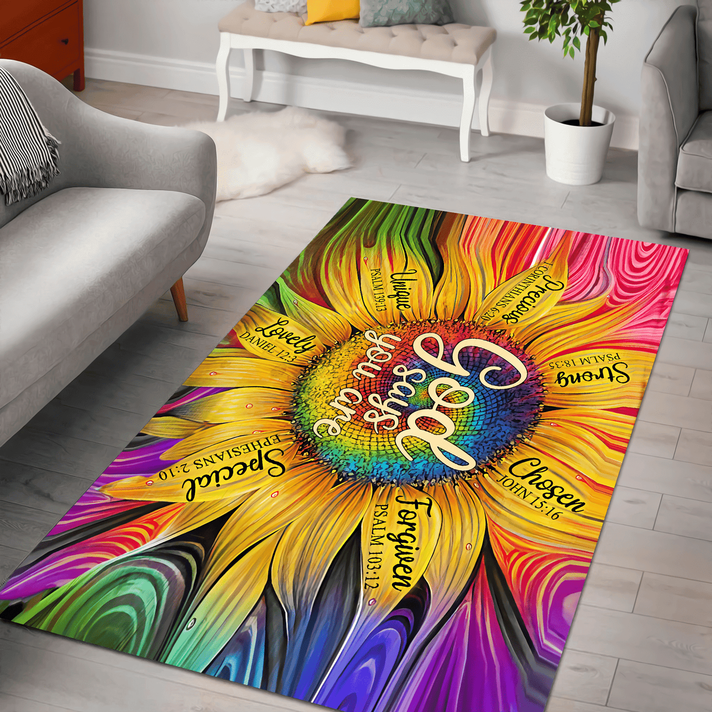Jesus-Sunflower God Say You 3D All Over Printed Rug