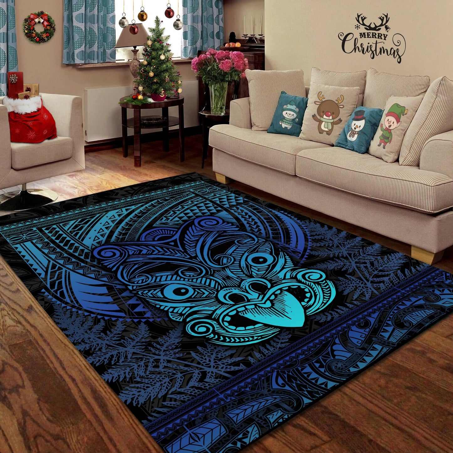 Maori Haka Dance Blue Rug TN TNA15072101