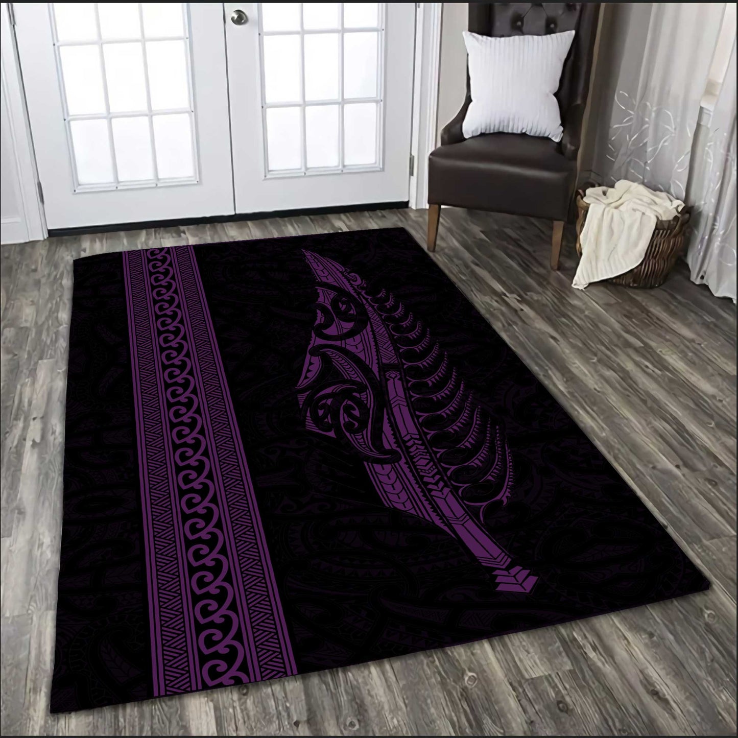 Maori Silver Fern Purple Rug AM15072104.S1