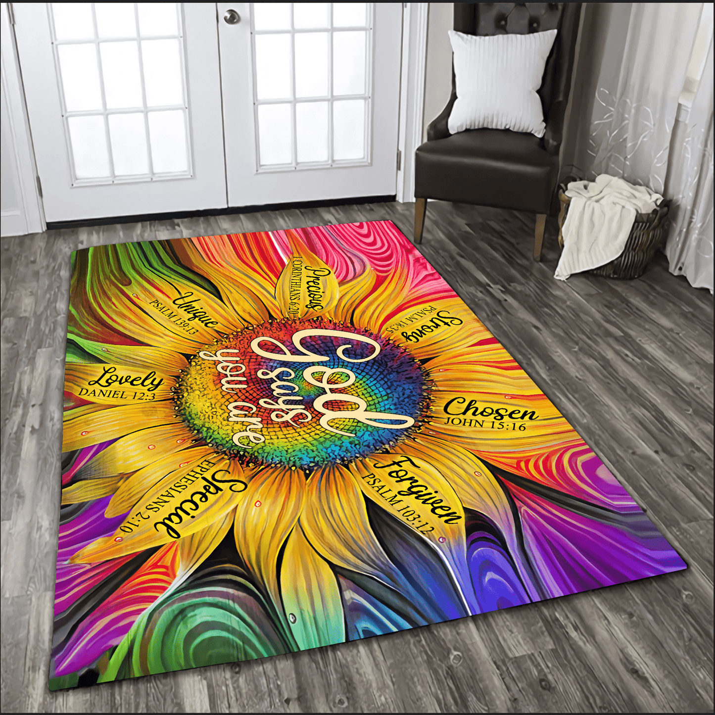 Jesus-Sunflower God Say You 3D All Over Printed Rug