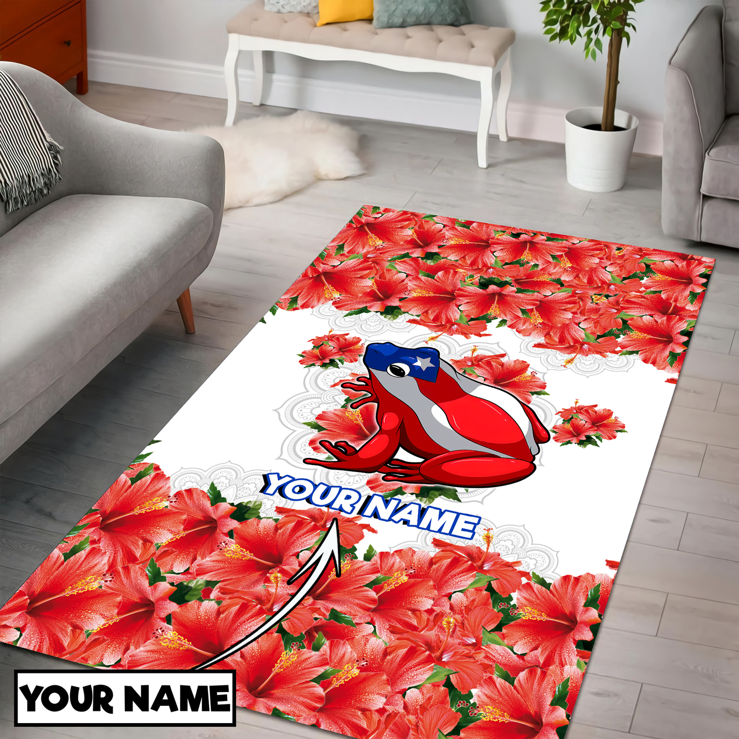 Customize Name Maga Coqui Puerto Rico Rug