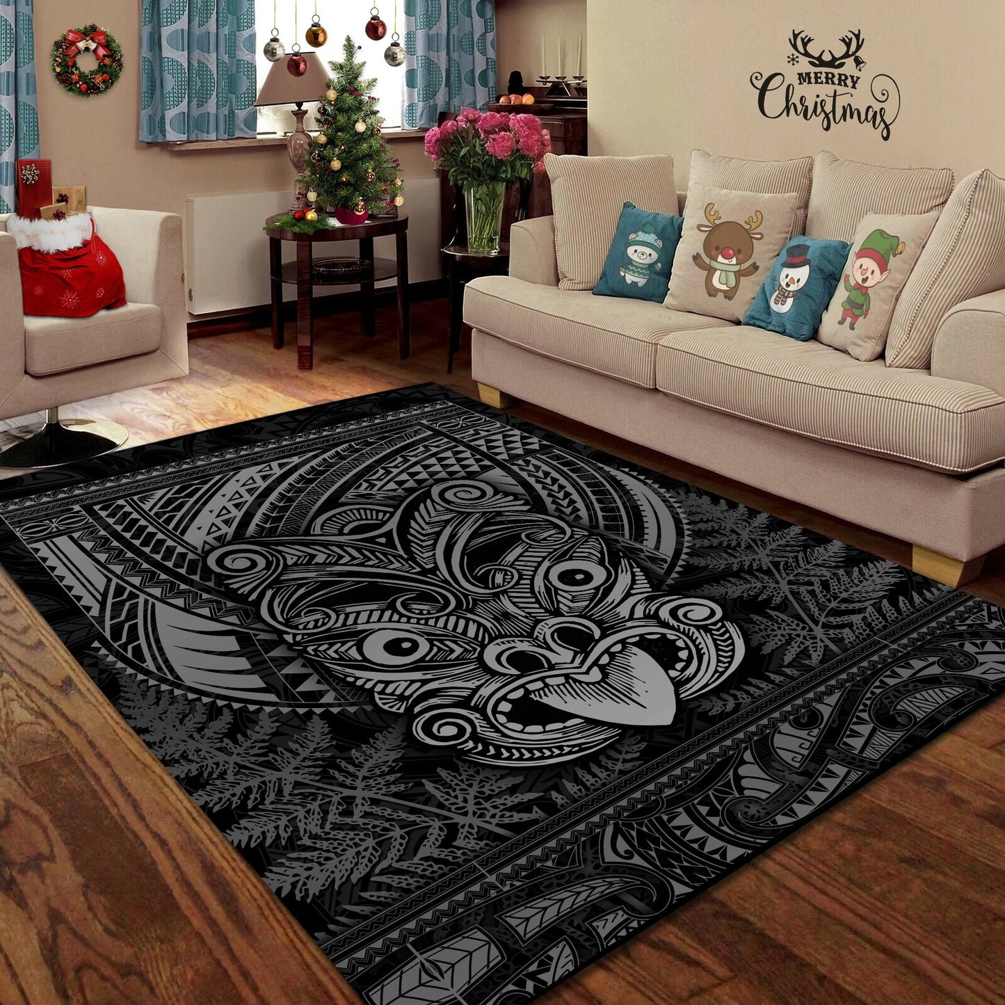 Maori Haka Dance Black Rug TN TNA15072101.S2