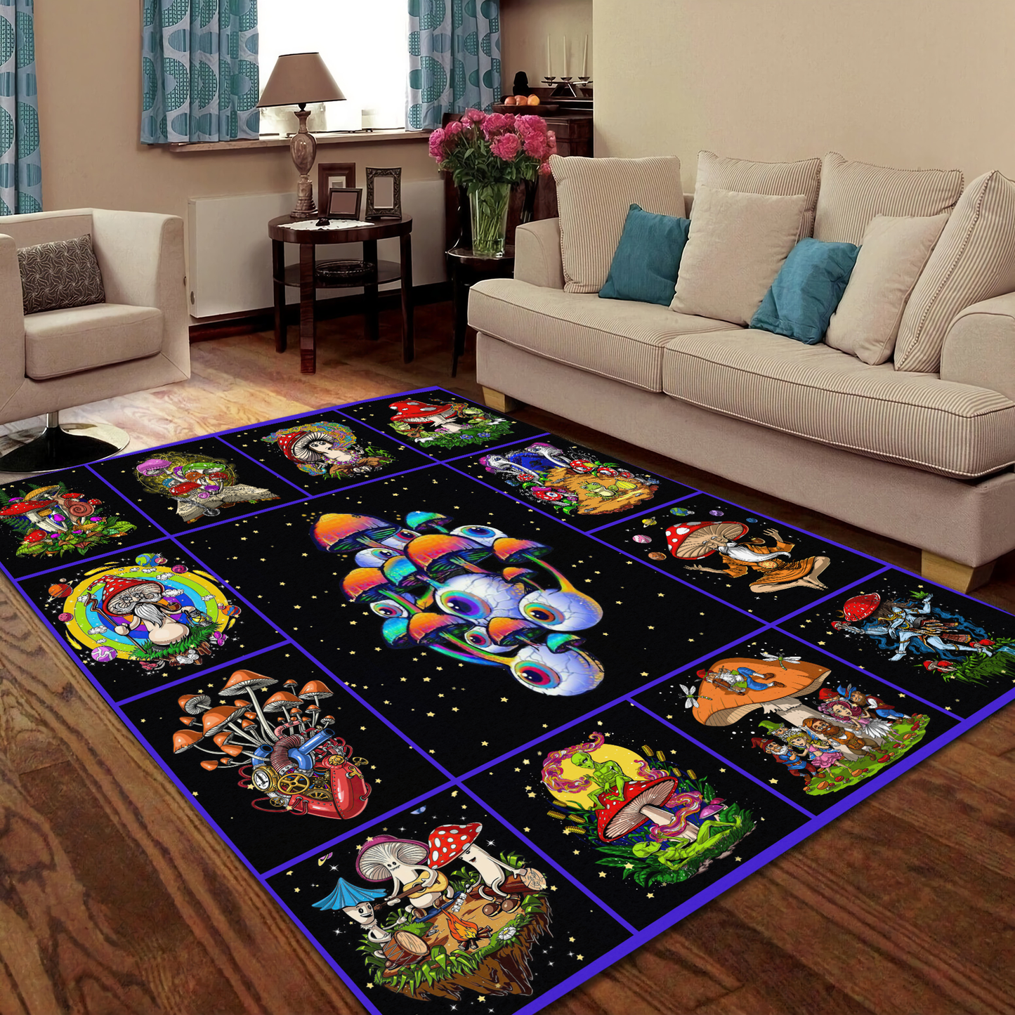 Mushroom 3D All Over Printed Rug