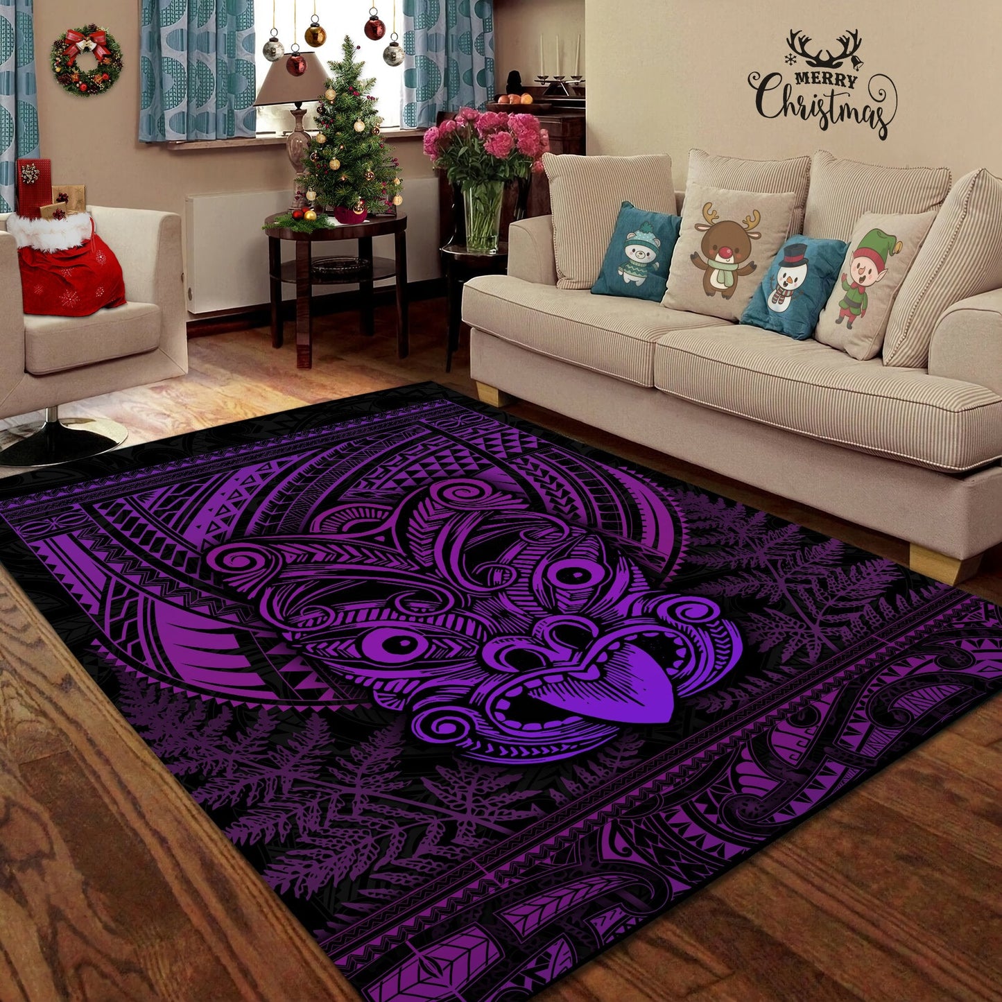 Maori Haka Dance Purple Rug TN TNA15072101.S1