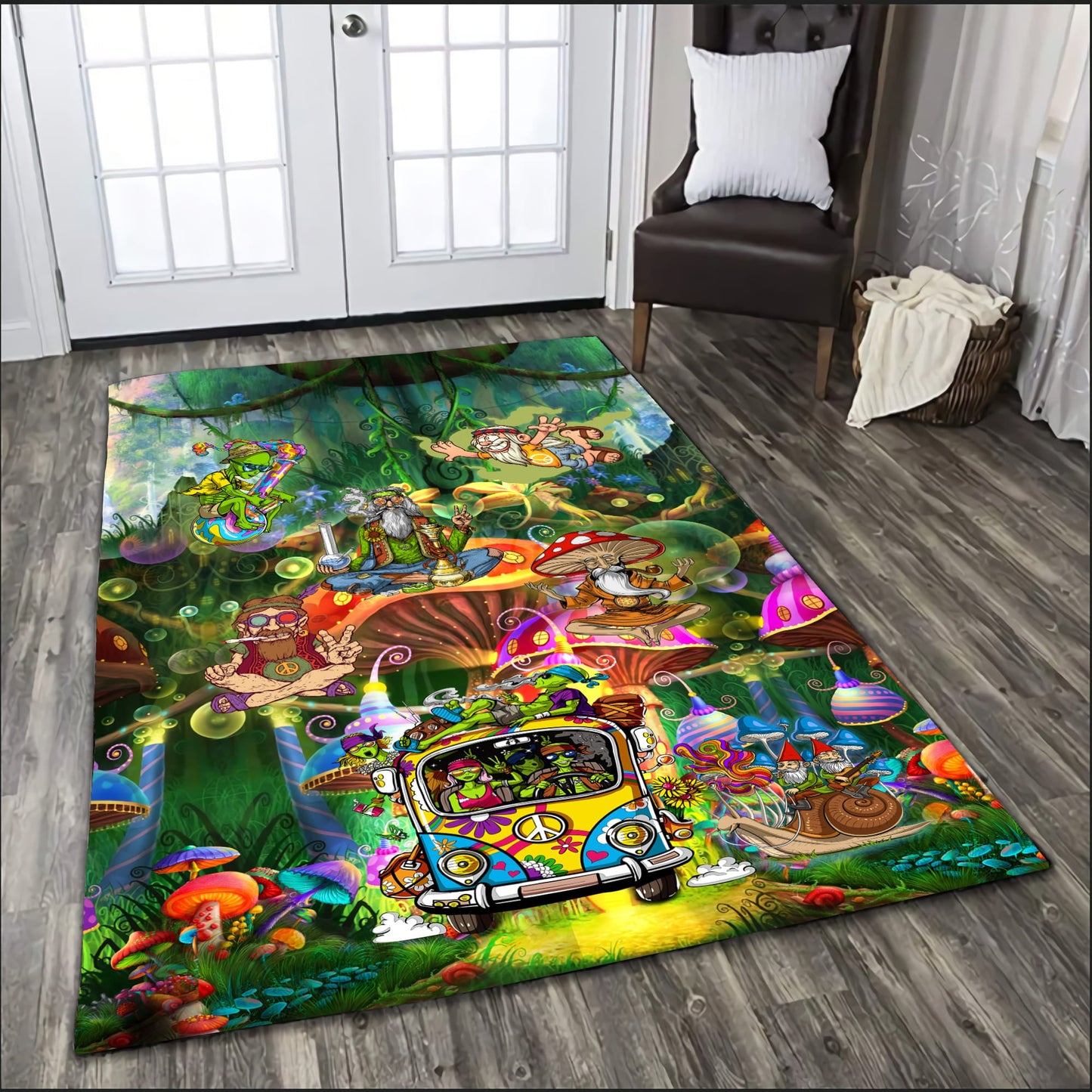 Life Of Hippie Guys Mushroom Hippe Rug