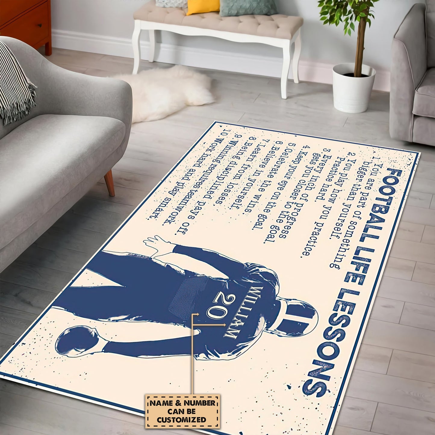Customize Name American Football Rug