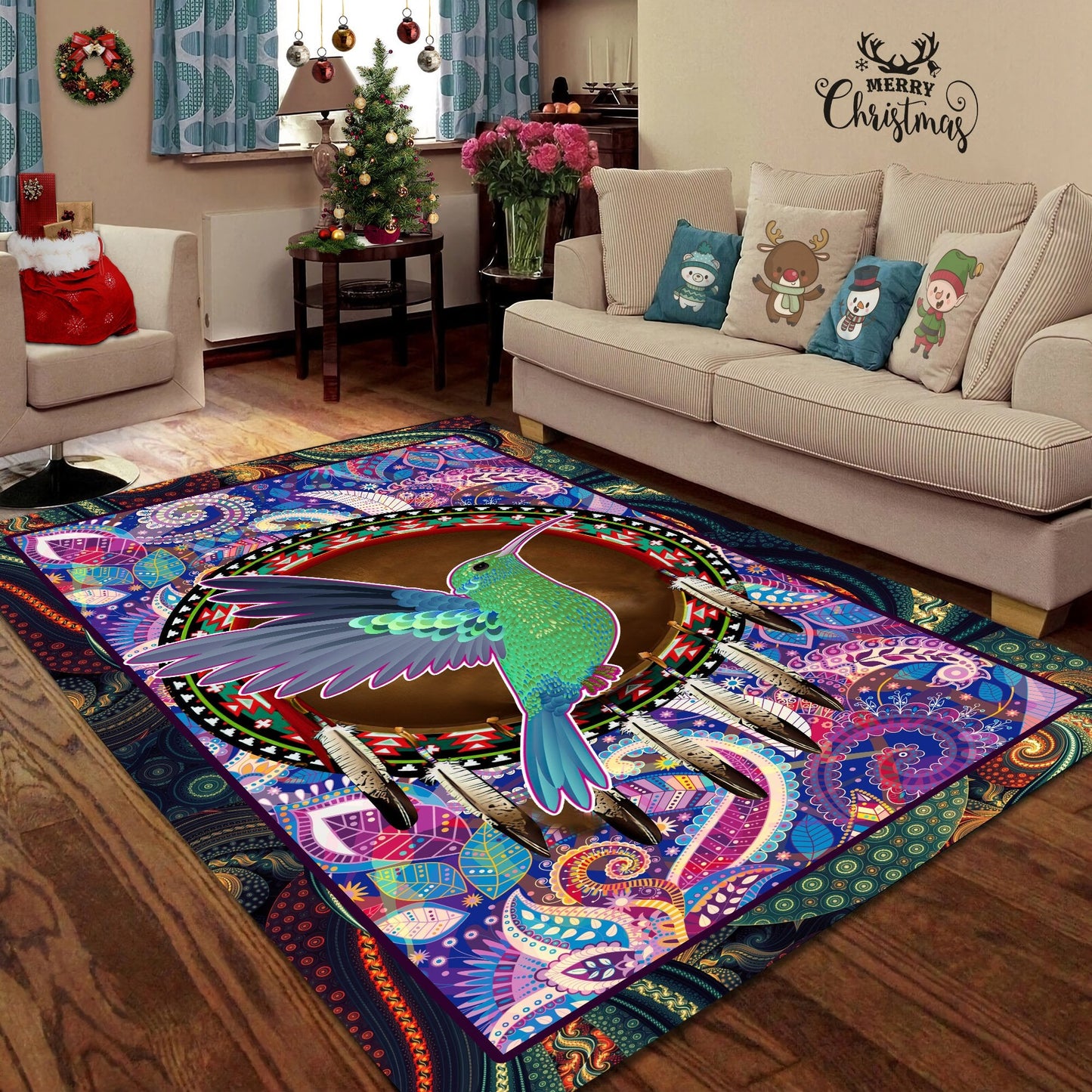 Colorful Hummingbird Rug