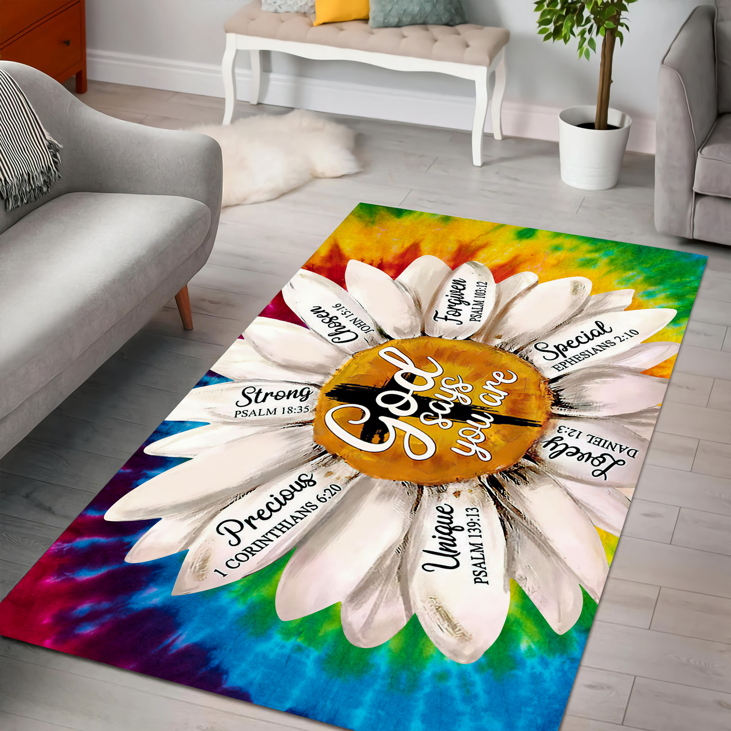Jesus-Daisy God Say You Are 3D All Over Printed Rug