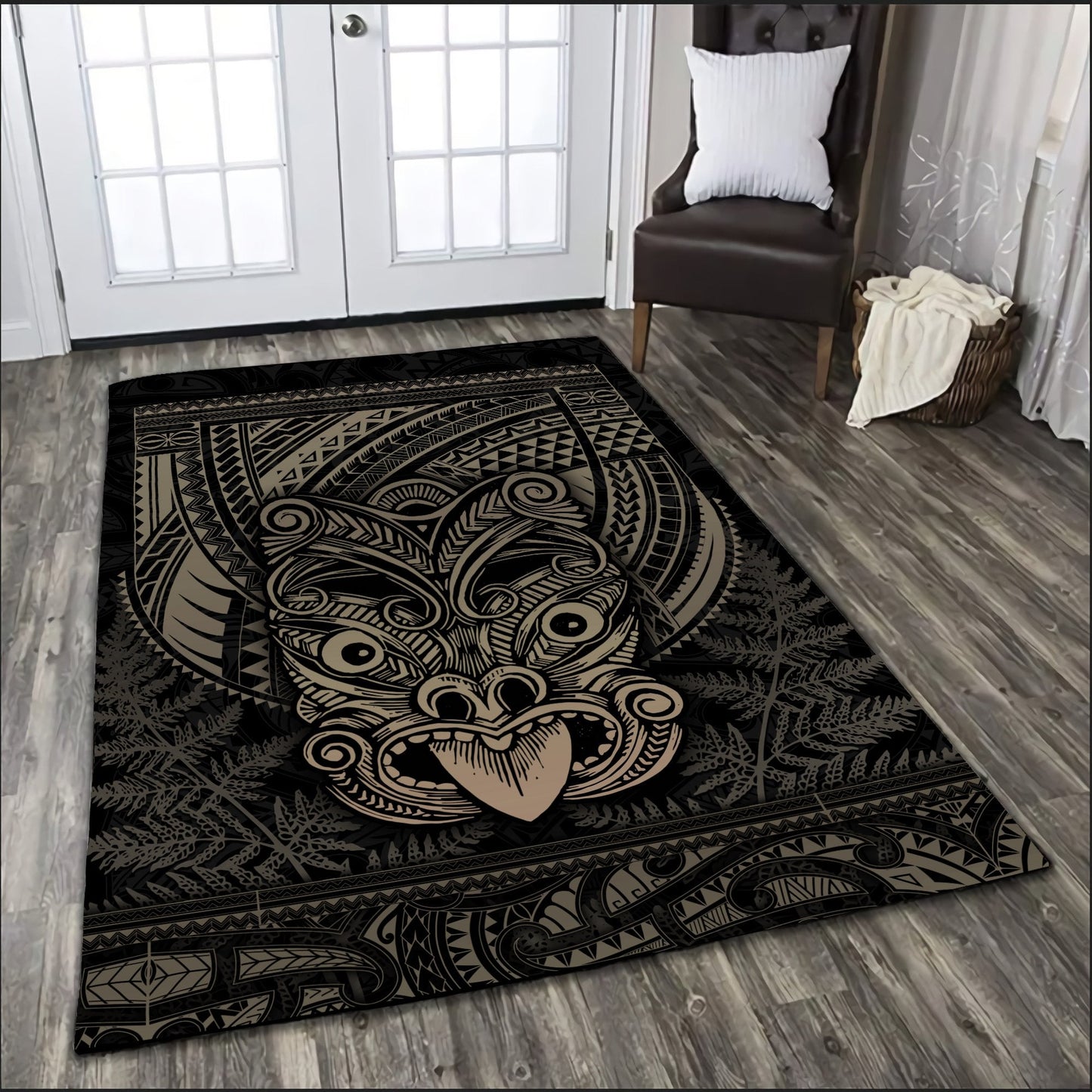 Maori Haka Dance Brown Rug TN TNA15072101.S3