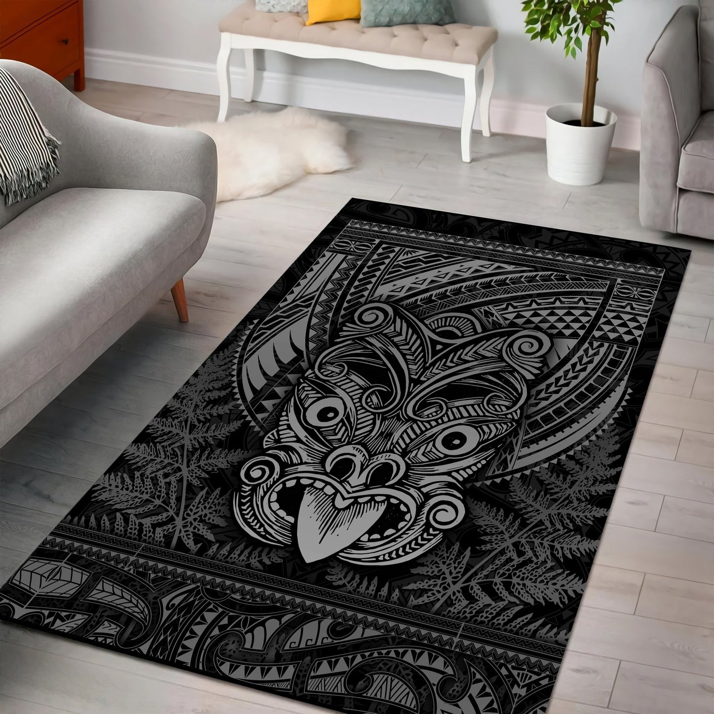 Maori Haka Dance Black Rug TN TNA15072101.S2