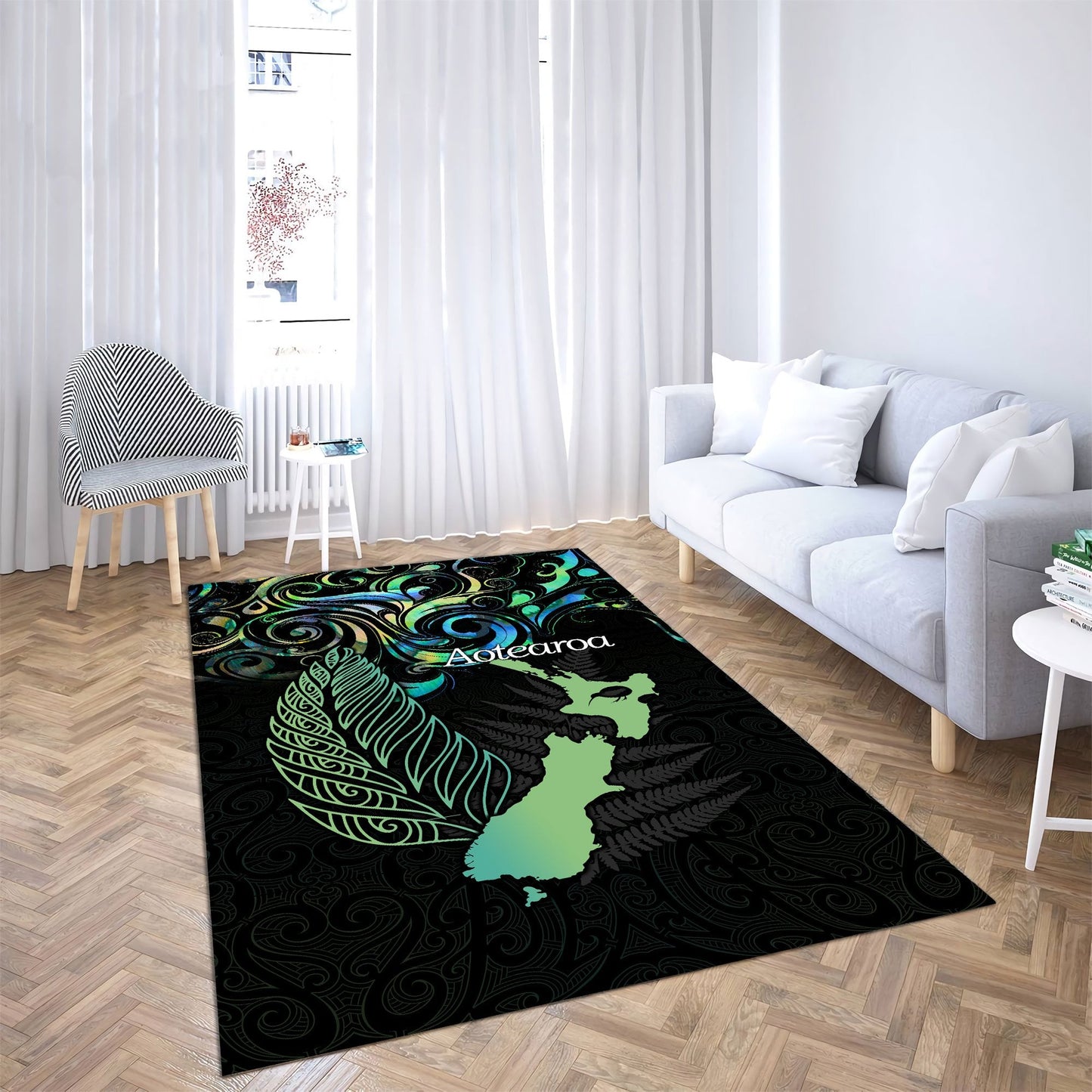 New Zealand Aotearoa Maori And Fern Rug NTN12062101
