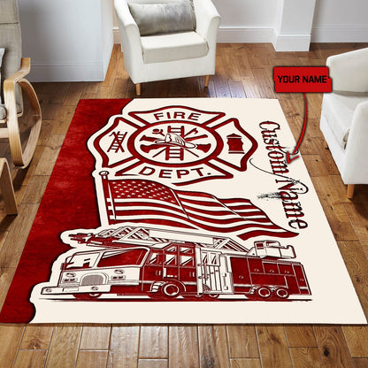 Customize Name Strong Firefighter  Rug