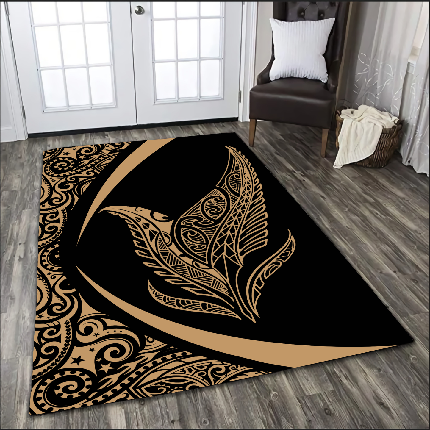New Zealand Silver Fern Maori Rug - Circle Style ML