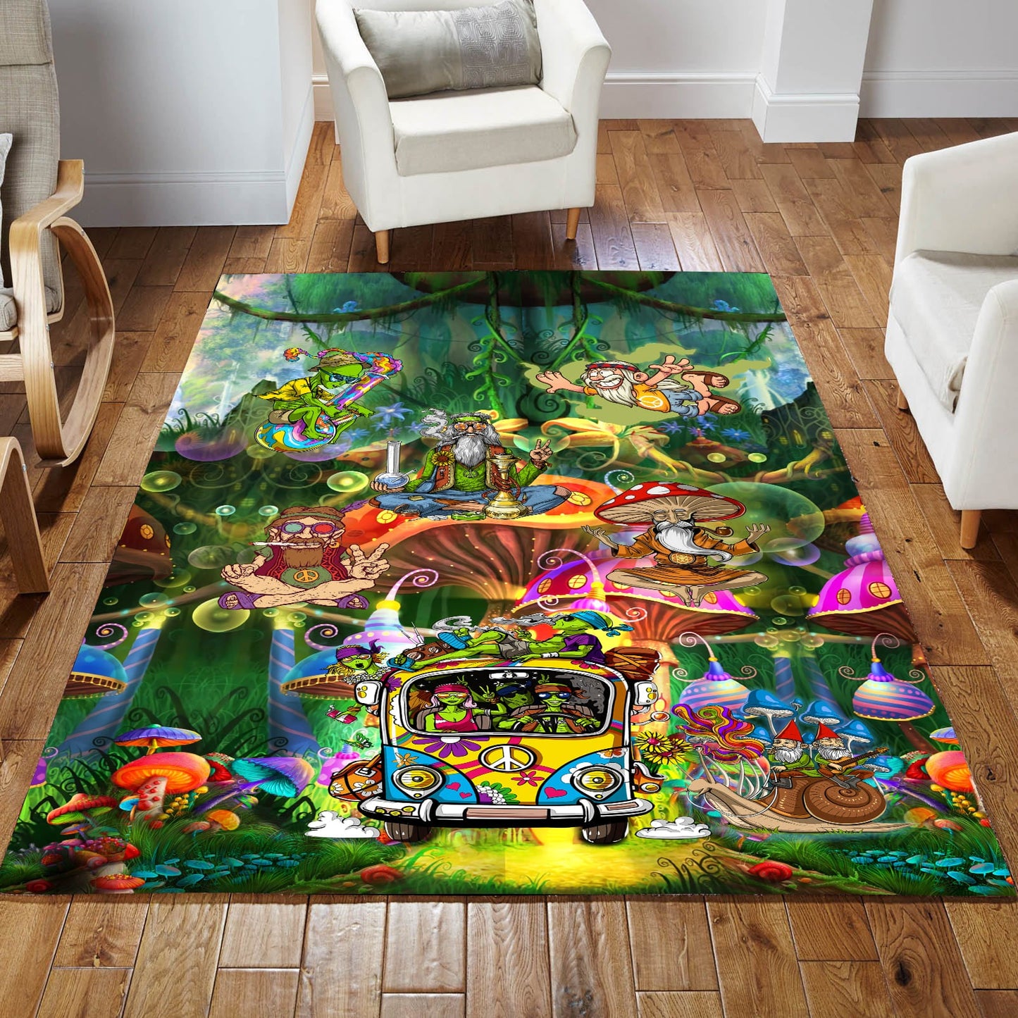 Life Of Hippie Guys Mushroom Hippe Rug