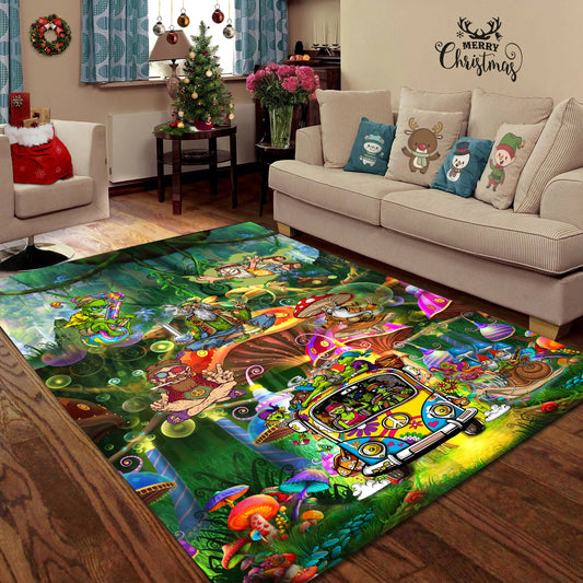 Life Of Hippie Guys Mushroom Hippe Rug