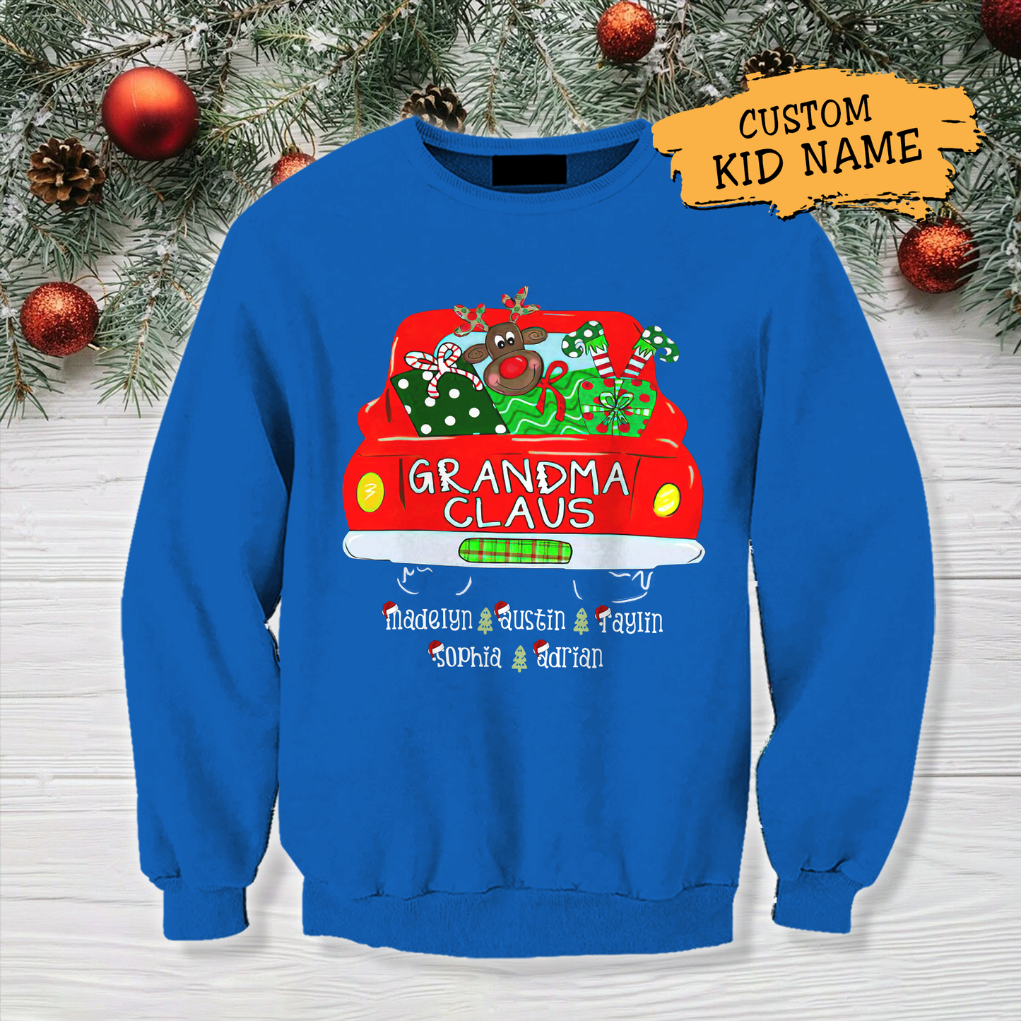 Grandma Claus Christmas Sweatshirt Personalized Gift For Mother Mama Grandma