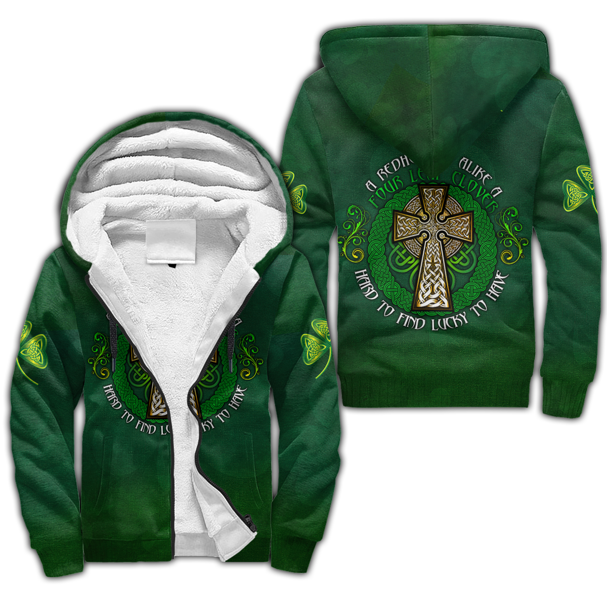 Premium Unisex Hoodie Irish St.Patrick  Celtic Cross And Shamrock  ML