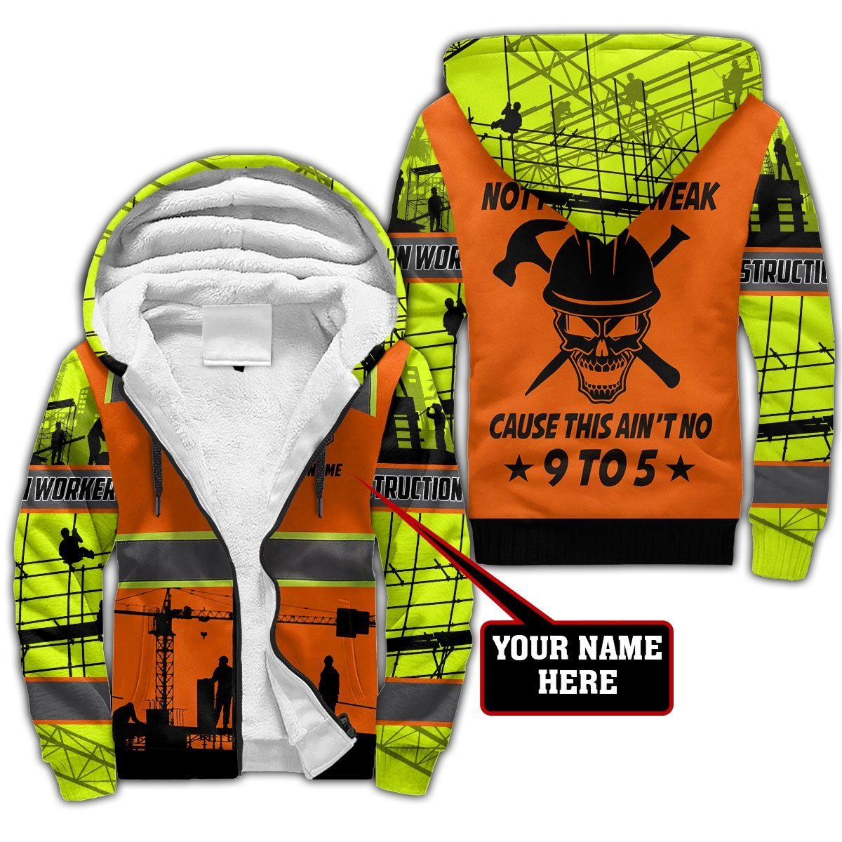 Construction Worker Safety Not For The Weak Custom name 3D Printed Shirts