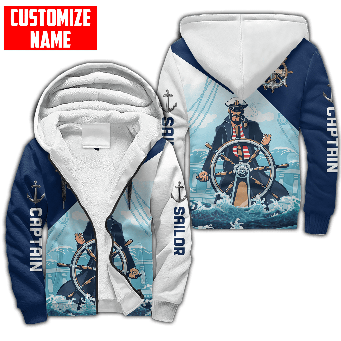 Customized Name Captain Sailor 3D All Over Printed Shirts