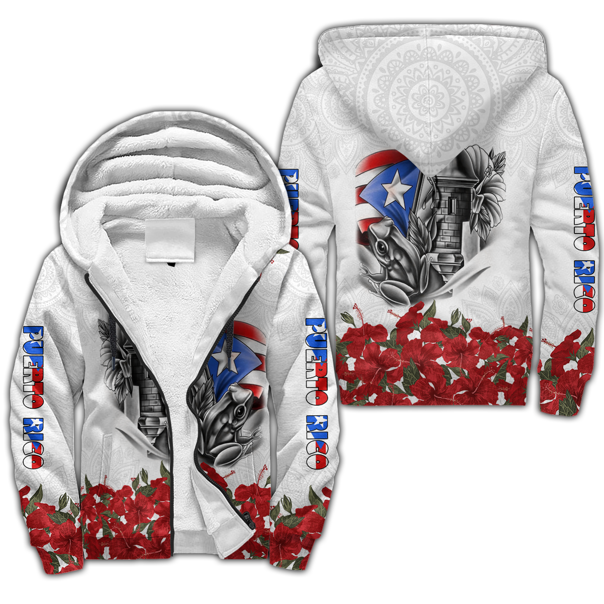 Manga Flower Puerto Rico 3D All Over Printed For Men And Women Fleece Zip-up Hoodie MH24022104