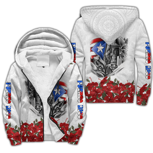 Manga Flower Puerto Rico 3D All Over Printed For Men And Women Fleece Zip-up Hoodie MH24022104