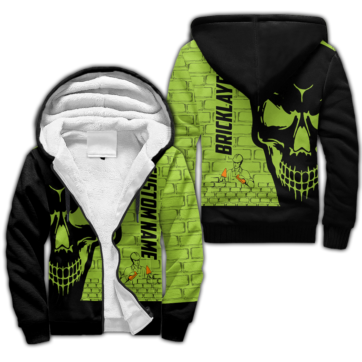 Premium Unisex Hoodie Customize Bricklayer Skull ML
