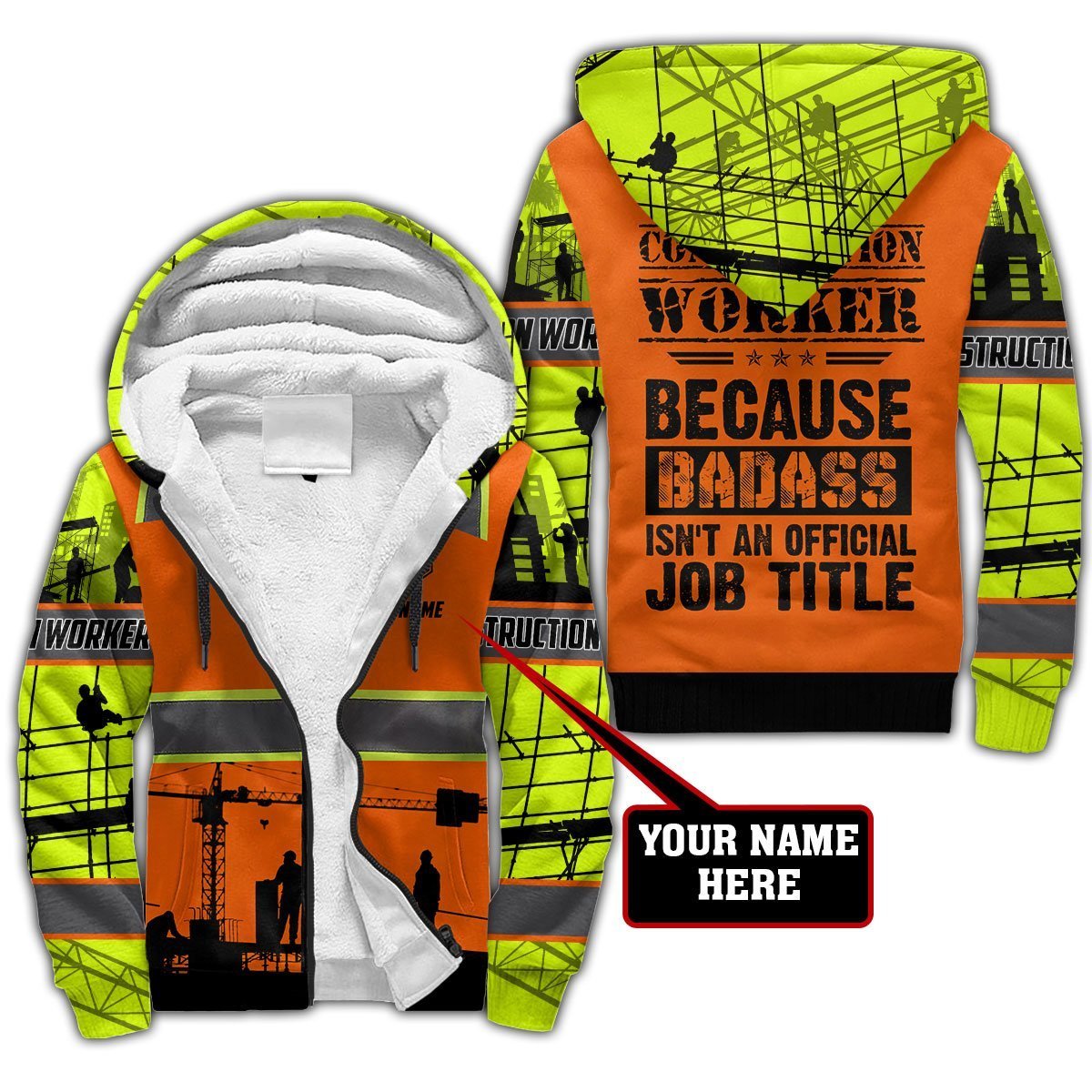 Construction Worker Safety Badass Custom name 3D Printed Shirts