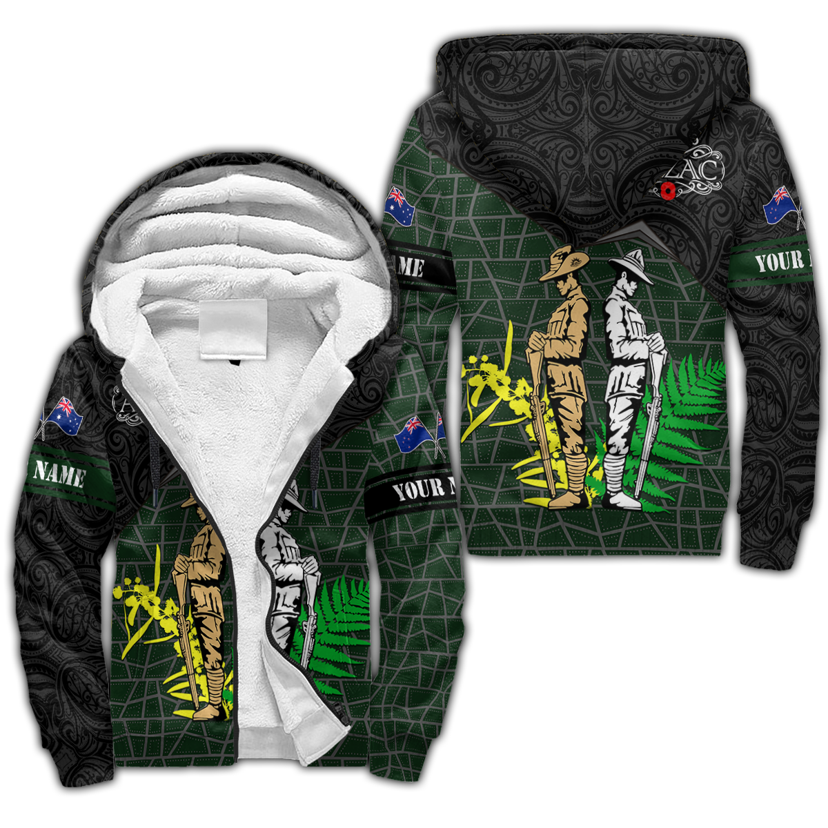 Premium Unisex Hoodie Personalized Remember Anzac Day Fern And Kiwi ML