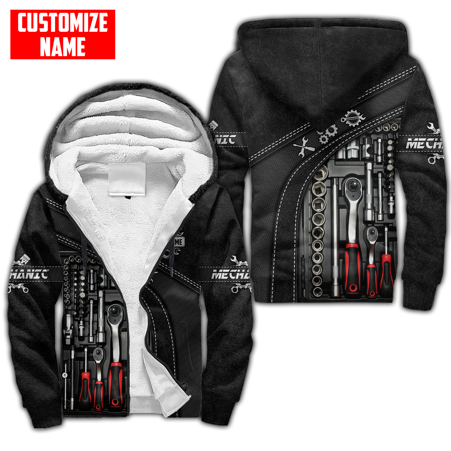 Personalized Name Mechanic 3D All Over Printed Unisex Shirts Leather