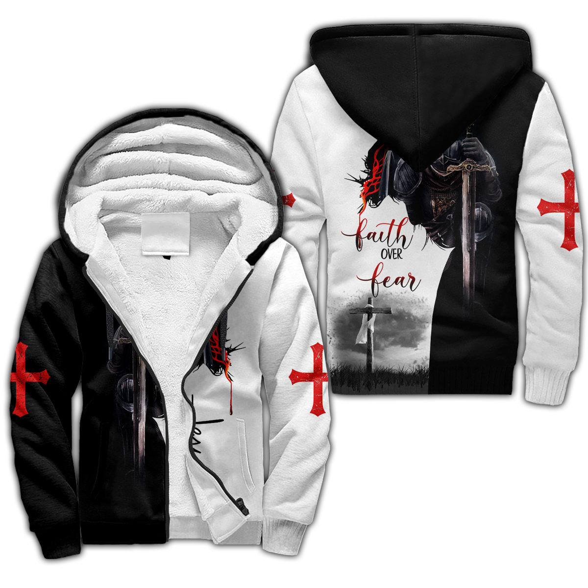 Jesus Christ Faith Over Fear 3D Printed Hoodie, T-Shirt for Men and Women