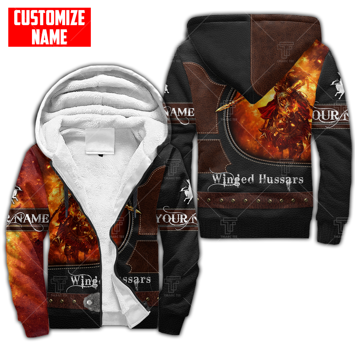 Premium Fleece Zip-up Hoodie Polish Winged Hussars 3D All Over Printed