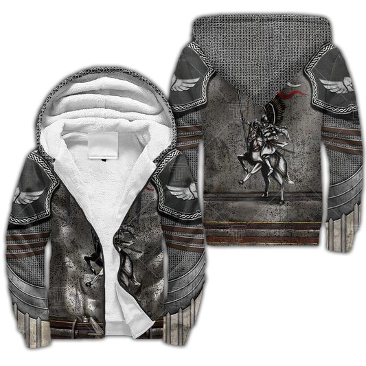Premium Fleece Zip-up Hoodie Polish Winged Hussars 3D All Over Printed