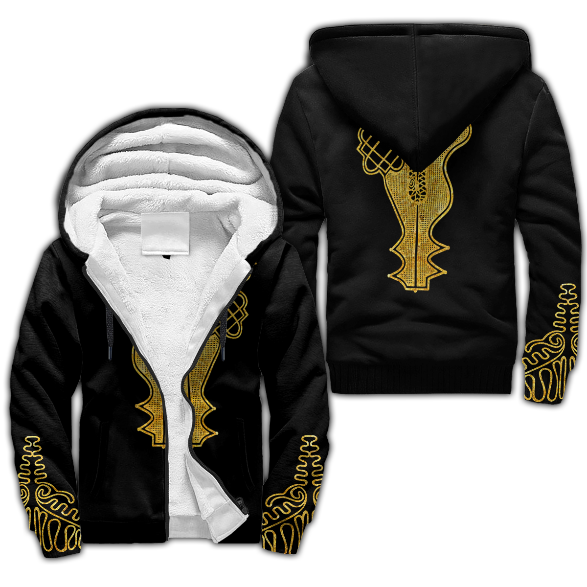 African Golden Dashiki Pattern 3D Over Printed Unisex Deluxe Hoodie ML