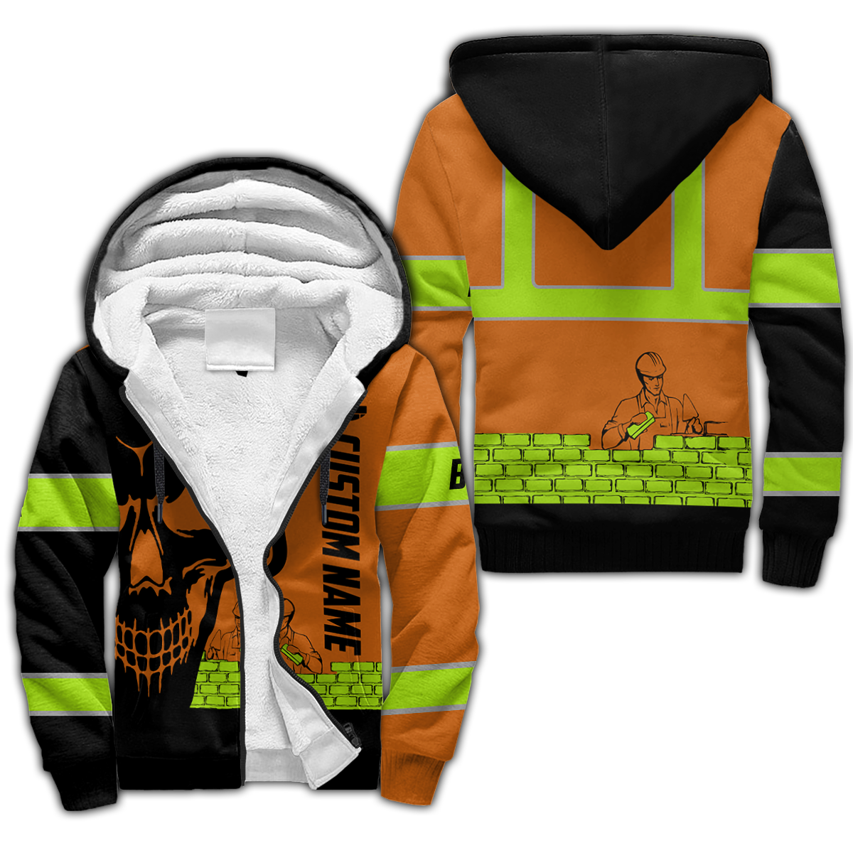 Premium Unisex Hoodie Customize Bricklayer Safety Skull ML