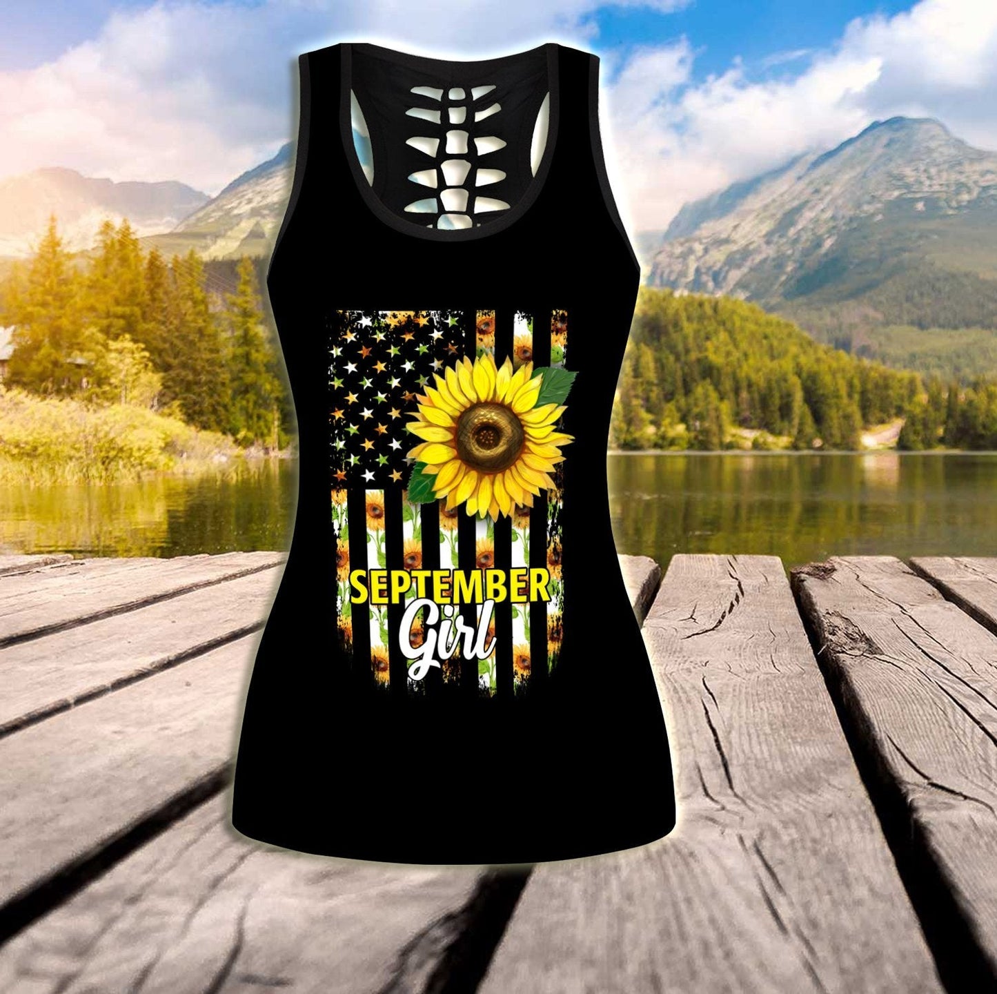 September Girl Sunflower Combo (Legging+Tank) TR1405209S - Amaze Style™-Apparel
