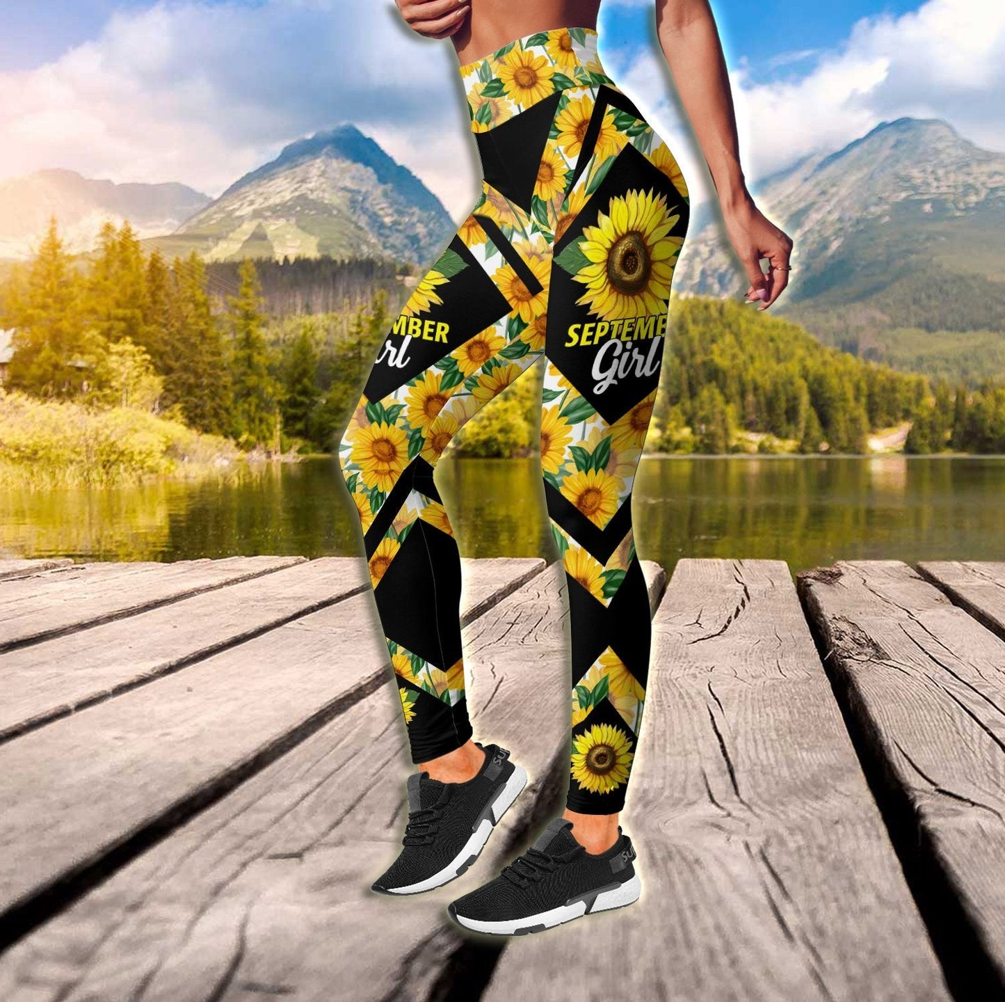 September Girl Sunflower Combo (Legging+Tank) TR1405209S - Amaze Style™-Apparel