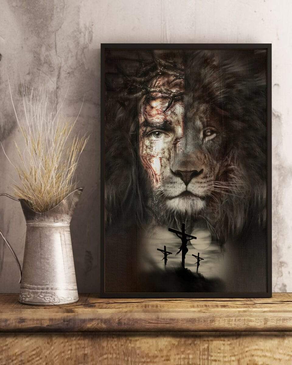 Jesus And The Lion Vertical Poster TA