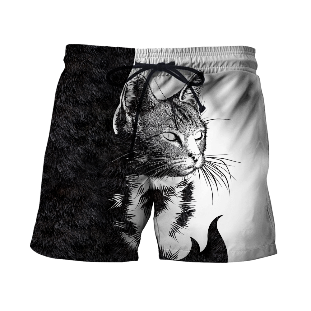 Love Black Cat Tattoo white 3D all over shirts for men and women