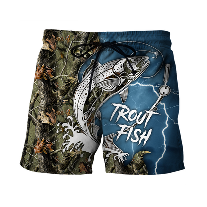 Trout Fishing blue Tattoo camo shirts for men and women