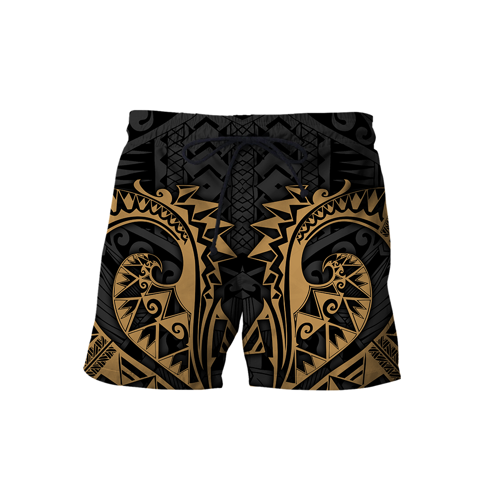 Samoa Polynesian Hoodie Gold Turtle Flowing 3d all over printed shirt and short for man and women AZ130201 PL - Amaze Style™-Apparel