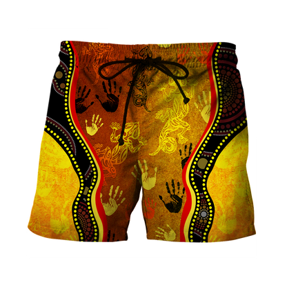 Aboriginal Australia Rock Painting Hand Lizard Art Golden Style shirts for men and women
