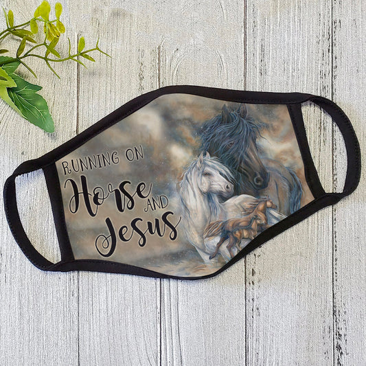 Running On Horse And Jesus Face Mask TN