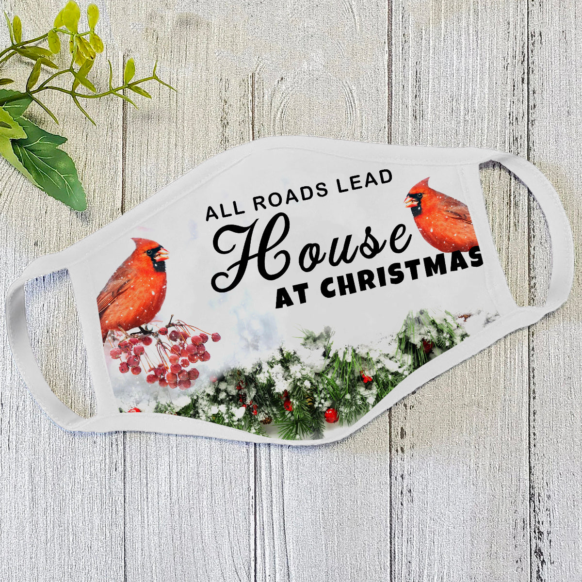House at Christmas Face Mask White HC