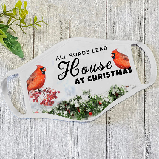 House at Christmas Face Mask White HC