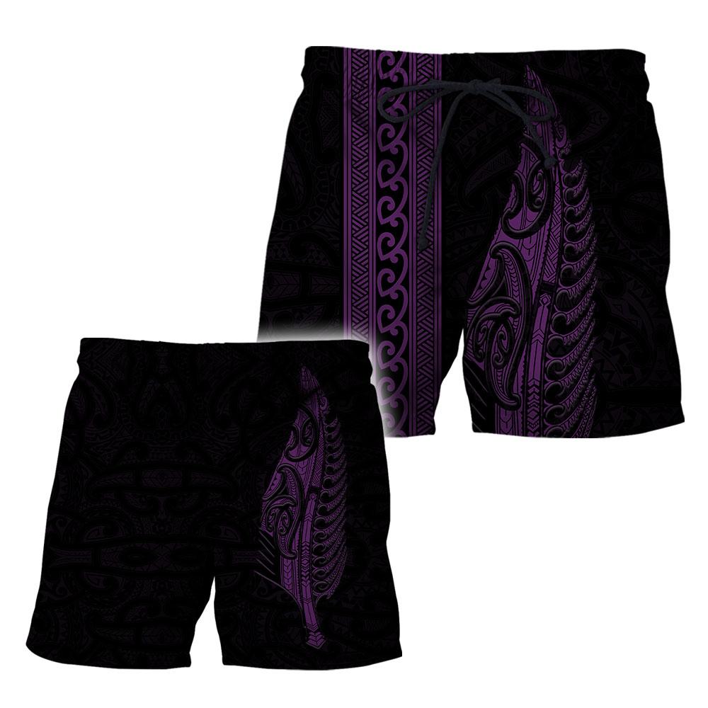 Maori Silver Fern Purple 3D All Over Printed Unisex Shirts