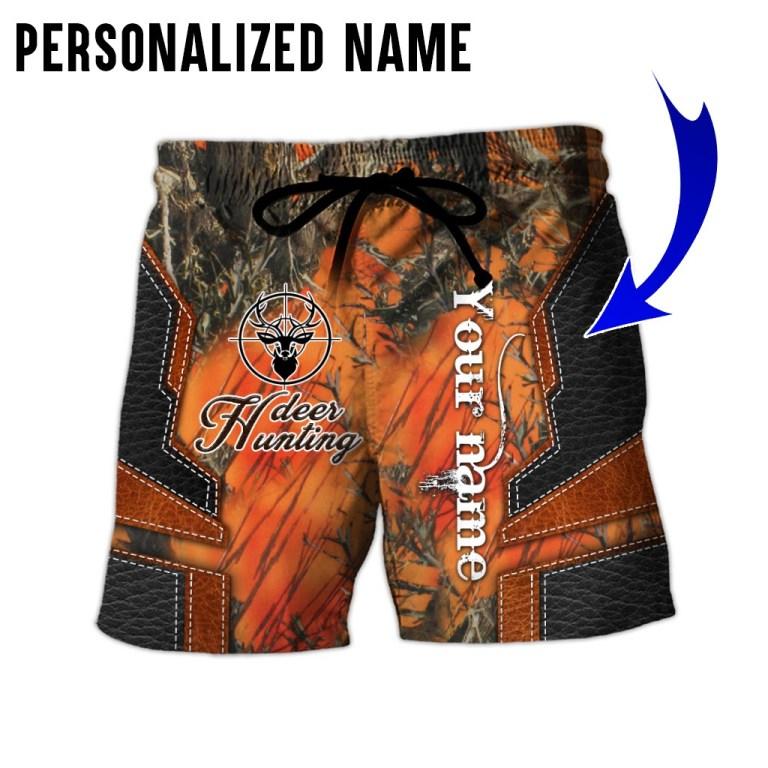 Personalized Name Deer Hunting 3D All Over Printed Unisex Shirts Leather Texture